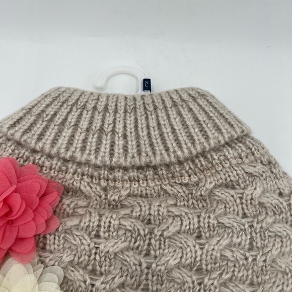 Top Paw Taupe/Silver Cable Knit Dog Sweater with Flowers XL NWT - Picture 5 of 10